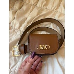Michael Kors Empire Logo Belt Bag Luggage Brown Gold MK Fanny Pack NWT 558910 M